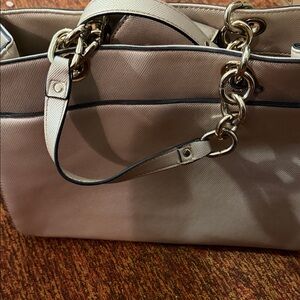 Aldo Cream Shoulder Bag with Chain Accents